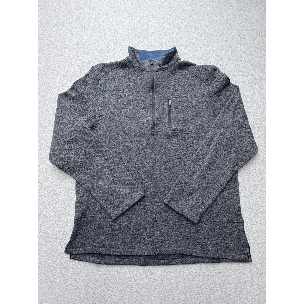 Woolrich Sweater Mens‎ XL Gray Fleece Quarter Zip Mock Neck Pullover Pockets